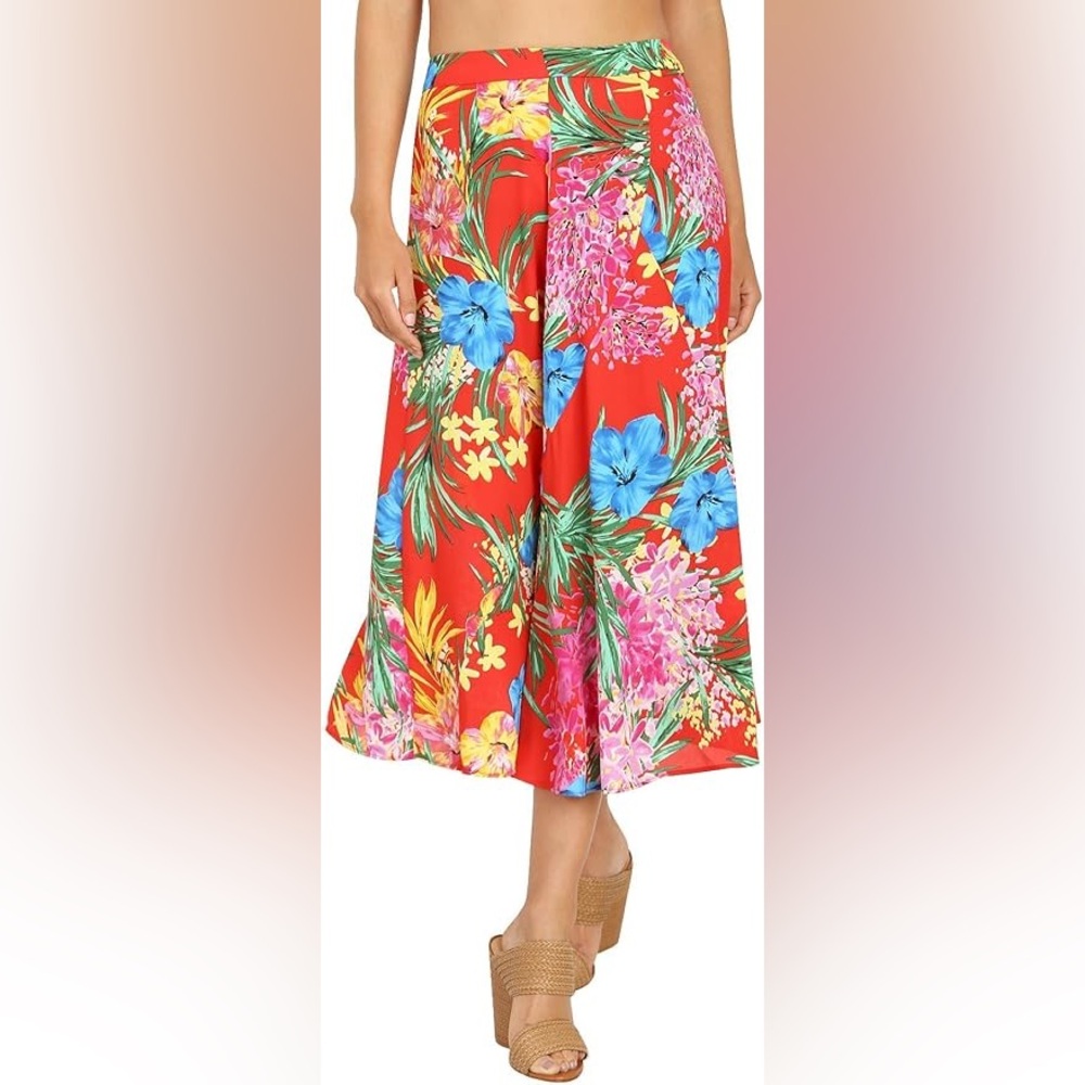 Show Me Your MuMu $142 Red Tropical Skirt Size Medium